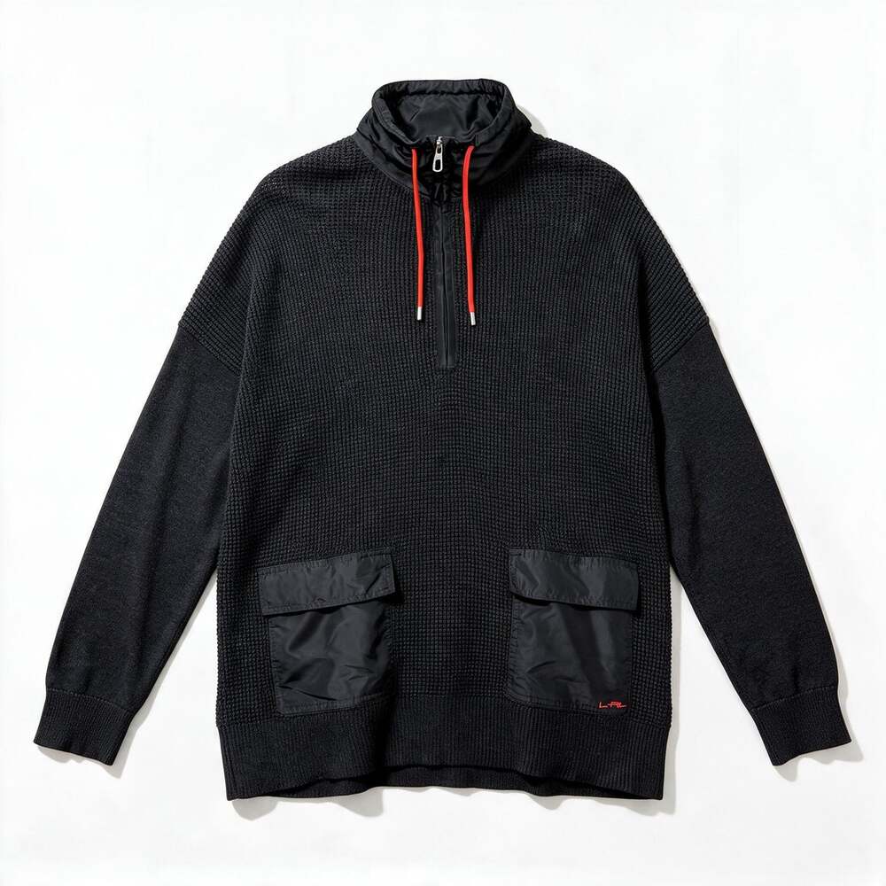 Lauren Ralph Lauren Active Gray Mock 1/4 Zip Lightweight Waffle Knit Jacket XL